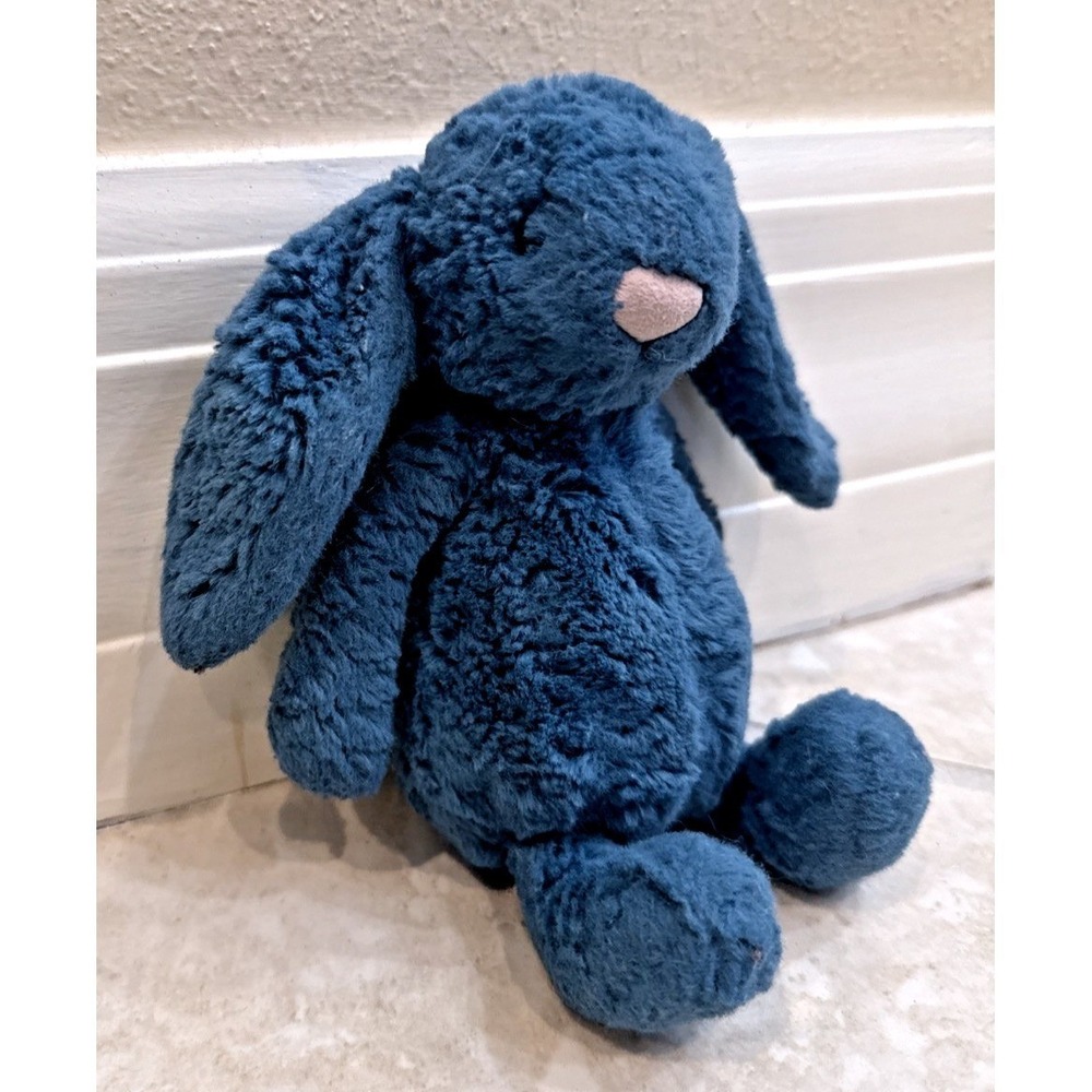 Jellycat Bashful Bunny Mineral Blue Navy Plush Stuffed Animal Long Ear Rabbit
